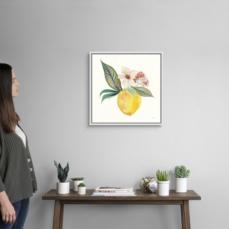 «Citrus Summer IV» par Kristy riz - reproduction d'art sur toile, H 22 po x l 22 po x P 1,75 po, Cadre flottant blanc