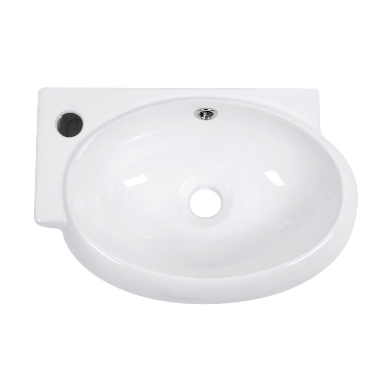 White Ceramic Wall Mounted 16X11 Inch Bathroom Sink, Rectangular, Low Water Absorption, Stain , Acid Smooth Surface, Mounting Materials Guide