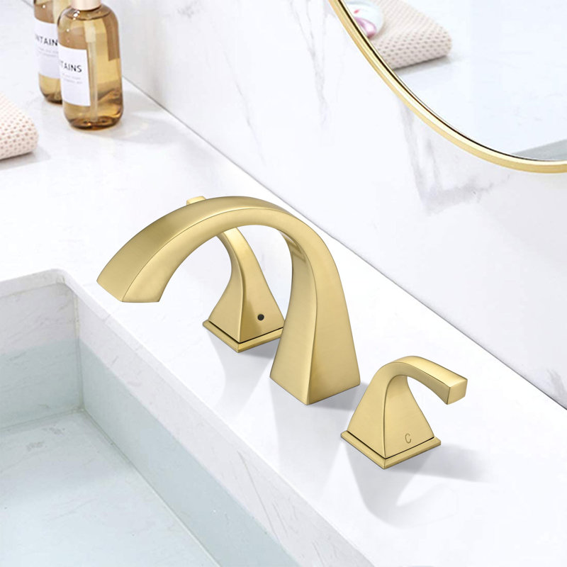 Caldridge Widespread Bathroom Faucet 3 Hole, 2-handle Bathroom Sink Faucet With Drain Assembly, Brushed Nickel