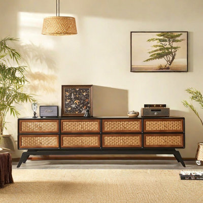 Meuble télé en bois massif tissé Design Sens