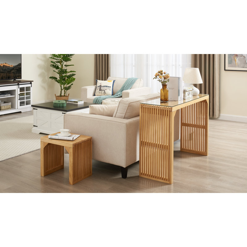 Carilla Wood 17.72" Dining Bench and Table Set