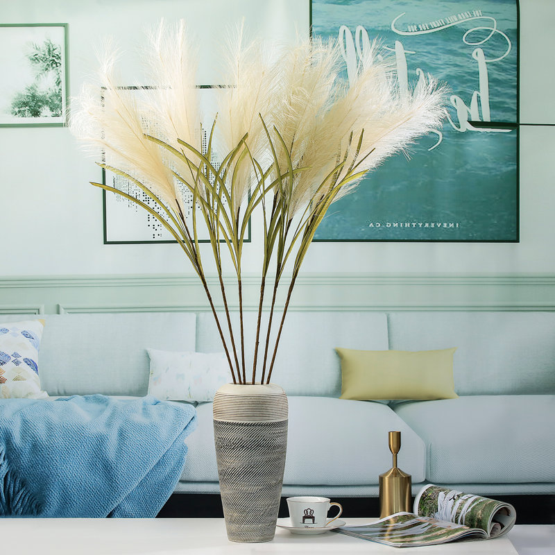 Grandes tiges de pampas artificielles colorées, Crème