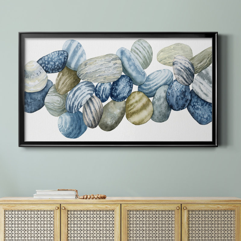 " Found Pebbles III ", 22.5" H x 42.5" W x 1" D, No Mat, Black Framed Canvas