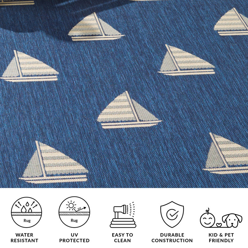 Tapis d'intérieur / extérieur à motif géométrique Sezis Performance, Rectangle 6 pi 7 po x 9 pi 6 po