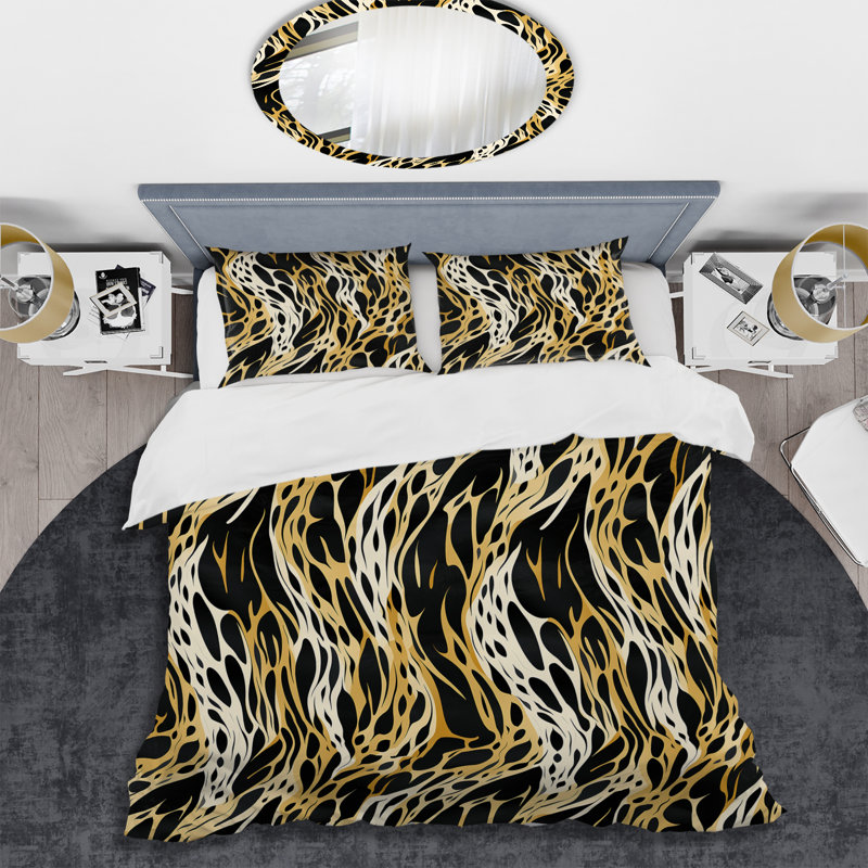 Ensemble de housse de couette abstrait orange et noir Classic Elegance Adventure I - microfibre de polyester