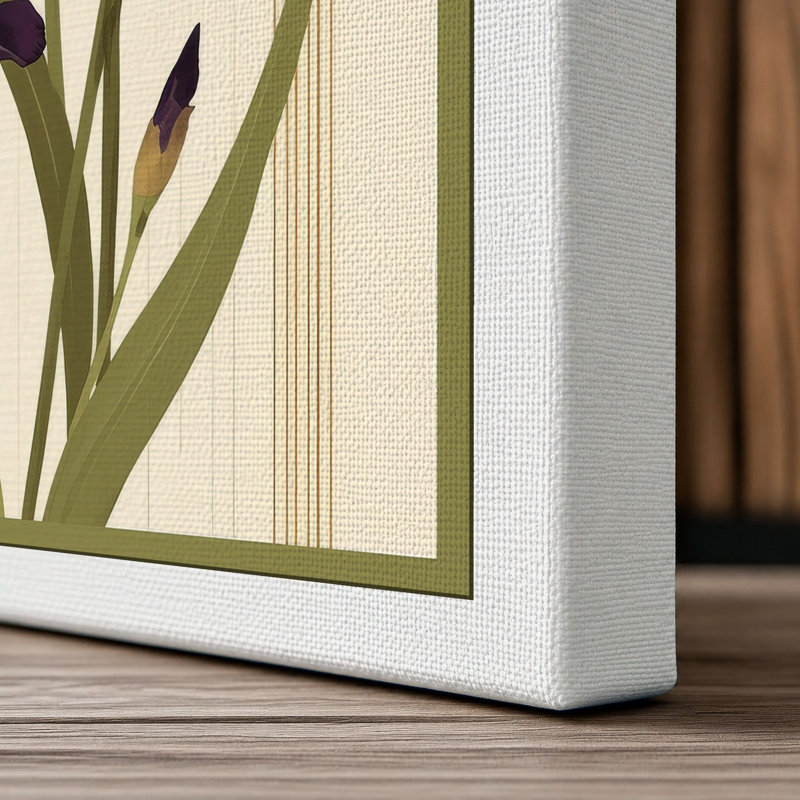 Purple Irises Study Botanical - Wrapped Canvas, 24x16 - 61.0 x 40.6 cm, White Border