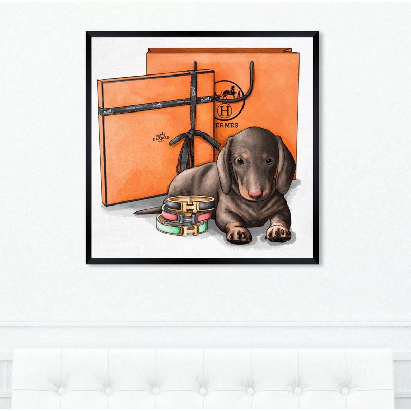Fancy Doxie - impression, H 14 po x l 14 po, Cadre noir