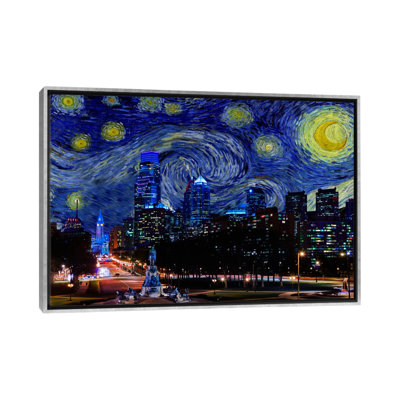 Philadelphia, Pennsylvania Starry Night Skyline - Graphic Art Print