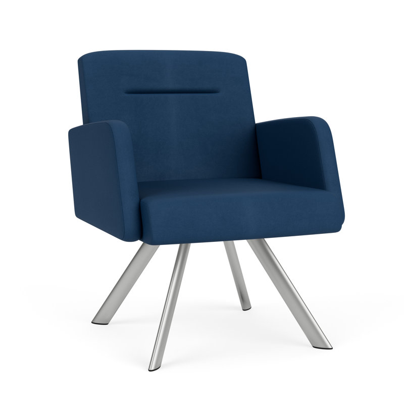 Chaise d'invité pivotante en acier Willow, Argent argent, Patriot Plus Blue Ridge