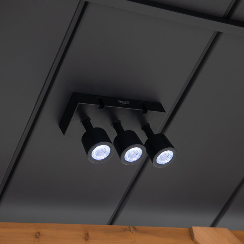 Spot LED orientable Sunjoy noir avec télécommande, plafonnier de 9 W à piles avec fixation magnétique