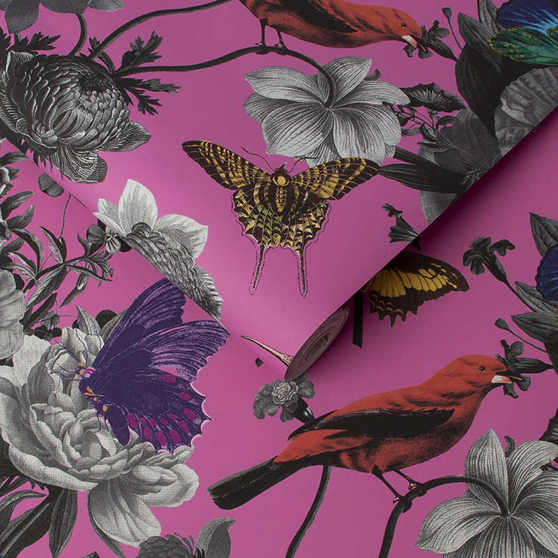 Floral Wallpaper Double Roll, Pink