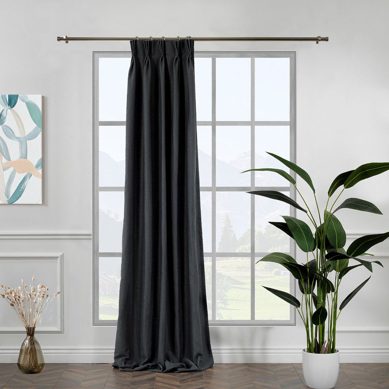 Extra Long & Extra Wide Polyester Decorative Curtain Pinch Pleat Single Panel, 52" W x 132" L, Antracite