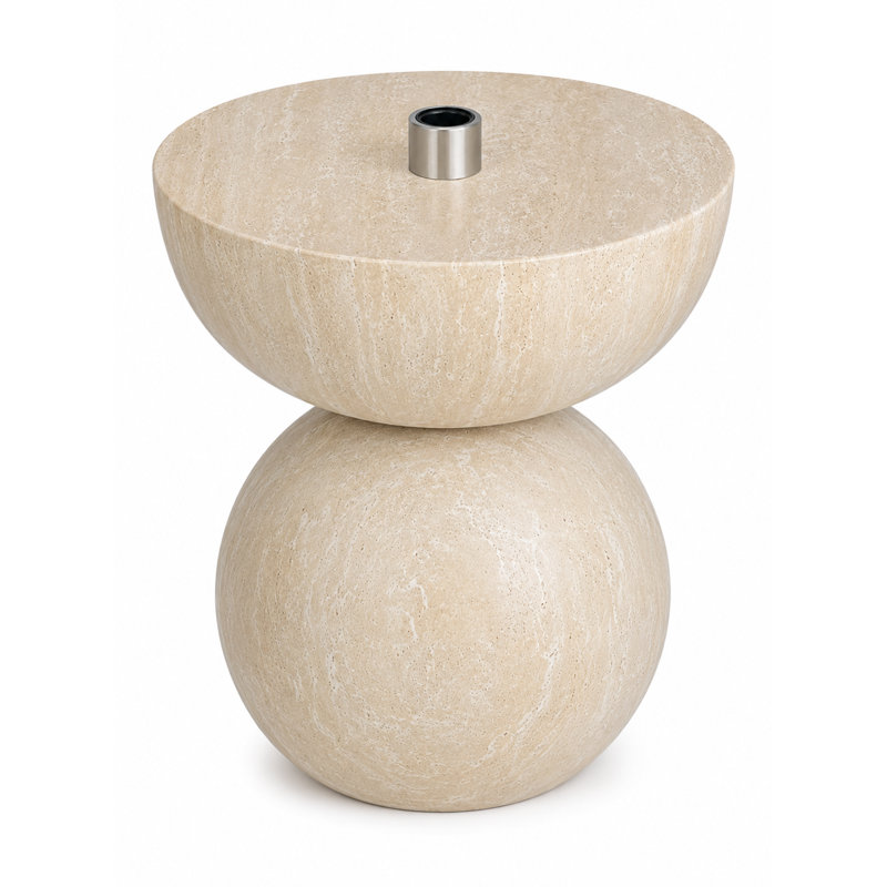 Travertine Rounded Umbrella Base Side Table
