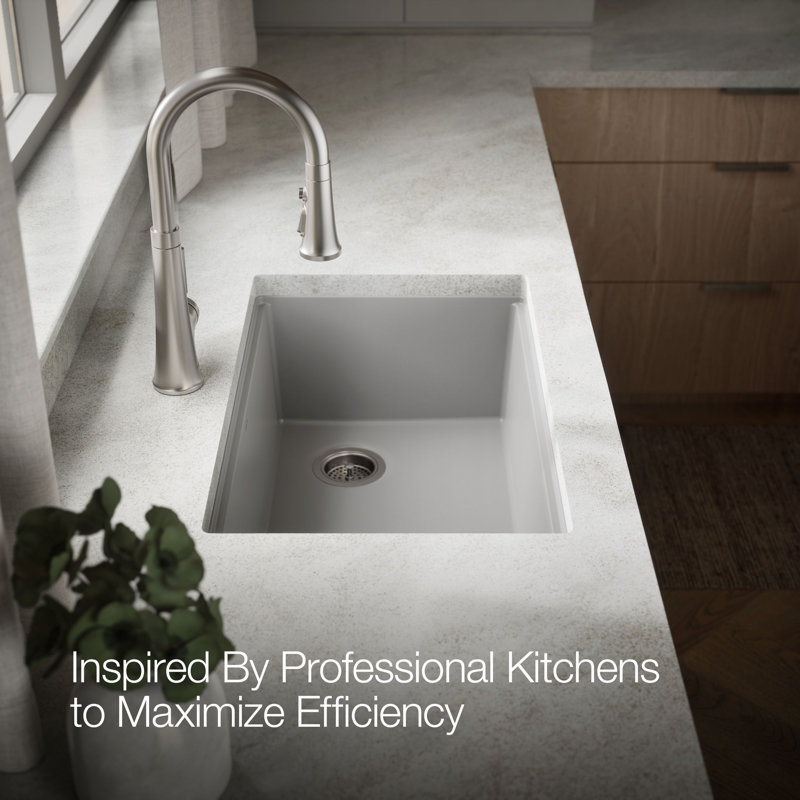 Billings Undermount Single-Bowl Workstation Kitchen Sink, White/Beige