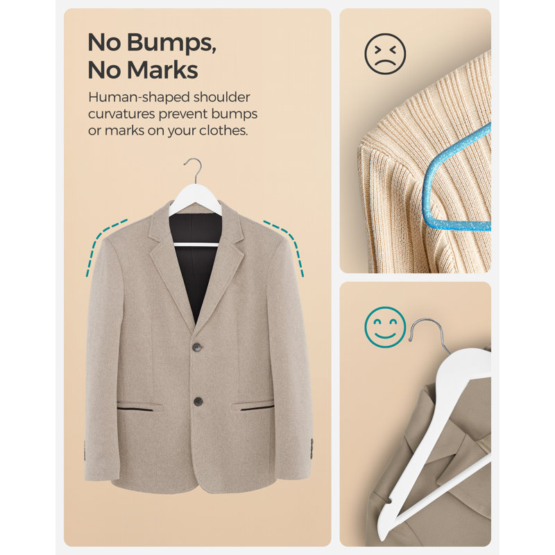 Wood Standard Hanger for Suit/Coat, 20, White