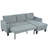Modern Reversible Sectional With Storage Chaise, Cup Holders, And Charging In Gray Corduroy For Bedroom, Office, Apartment - 84.71 Depth, 51.81 Width, 33.58 Height, 115.11 Lb Weight Arm Bedroom-1482788636