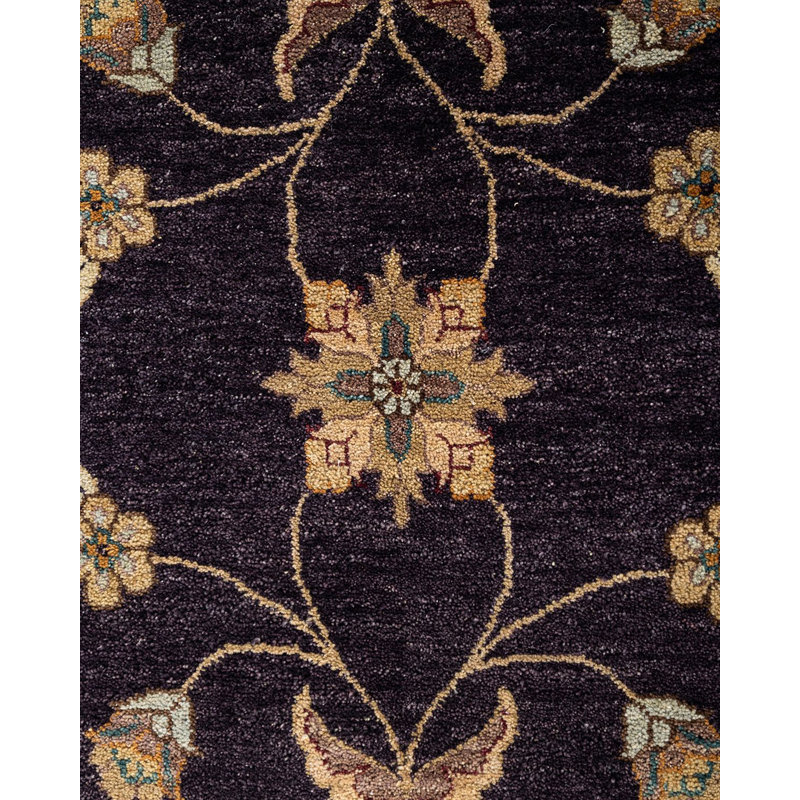 Oushak Navy and Beige Hand-Knotted Wool Area Rug 9' x 12'