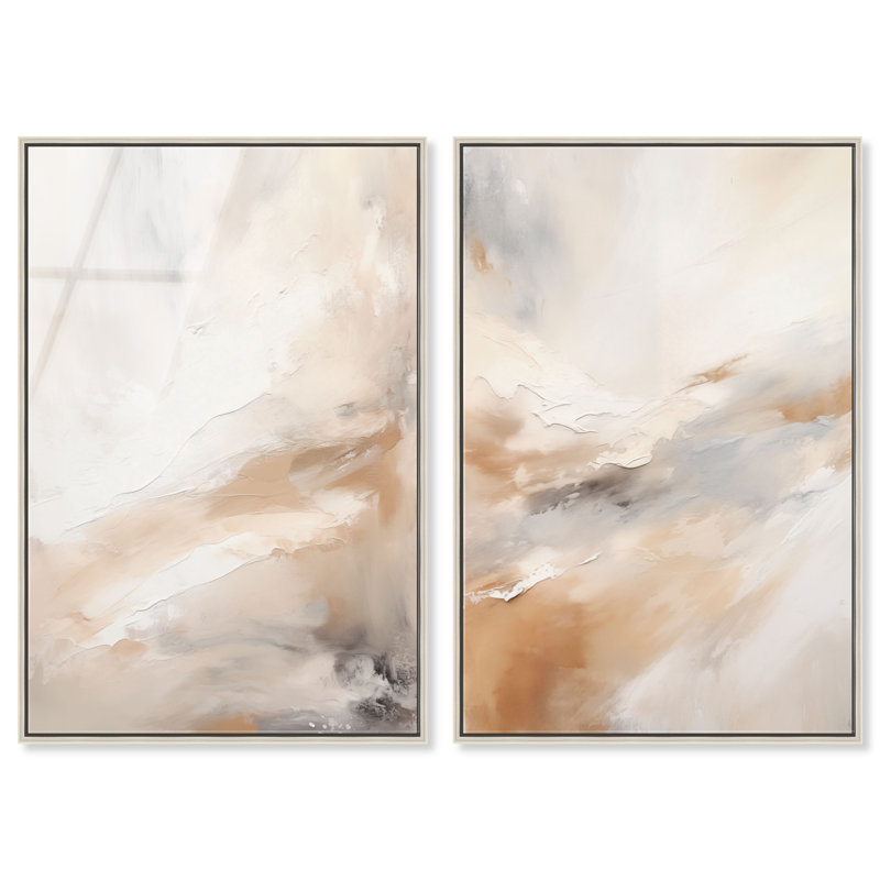 «Hues of the Desert Duo», reproduction d'art encadrée, ensemble d'art mural boho doré par Art Remedy, cadre argenté, 10 x 15