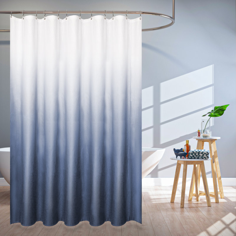 Jaedan Ombre Shower Curtain with Hooks Included, Blue, 72" W x 72" L