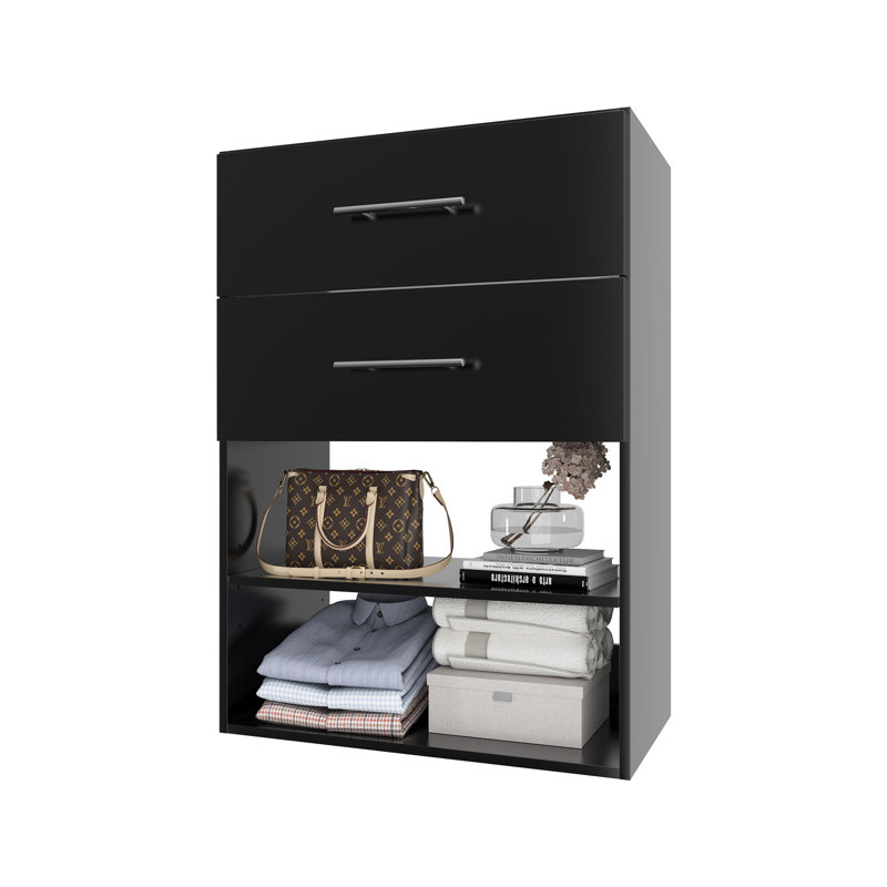 Système d'organisation à 2 tiroirs, H 36 po x l 31,5 po x P 14 po, Noir, noir, noir, noir