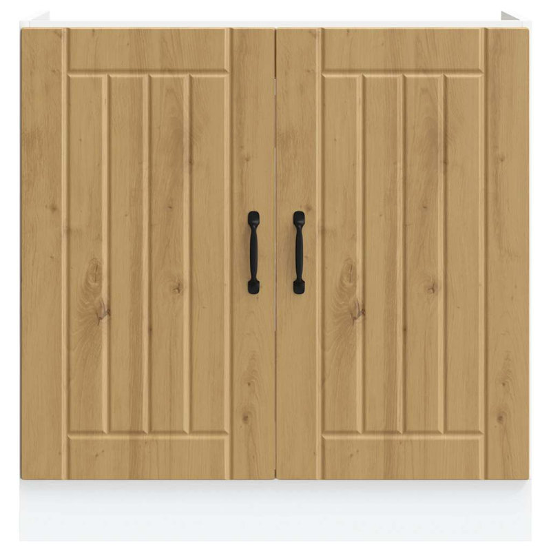 Sink Base Cabinet Lucca High Gloss Engineered Wood, Artisan Oak