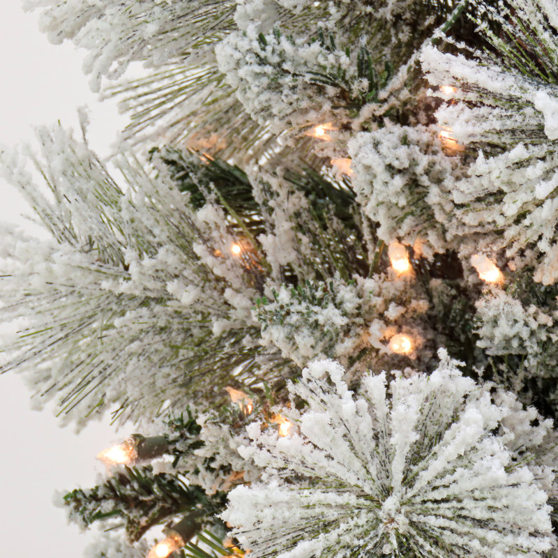 National Tree Company 7.5Ft Pre-Lit Artificial Snowy Yorkshire Hinged Tree , 750 Clear Lights-UL, 78" x 41"