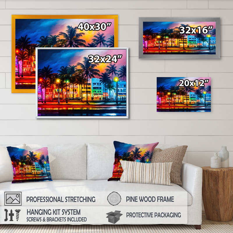 «Miami Beach Holidays II», reproduction sur toile, L 32 po x H 16 po, Toile tendue
