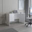 Bureau moderne Mellier avec deux tiroirs et rangement latéral, poste de travail d'ordinateur compact pour le bureau à domicile ou la salle d'étude