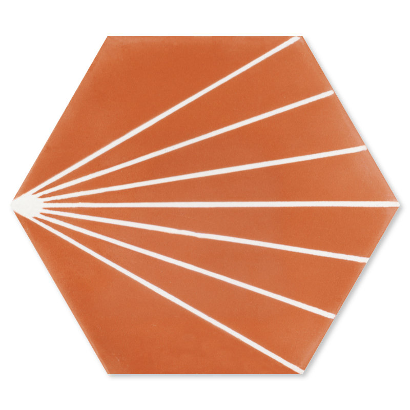 Spark C 7.87" x 9.09" Cement Patterned Wall & Floor Tile, Tangerine