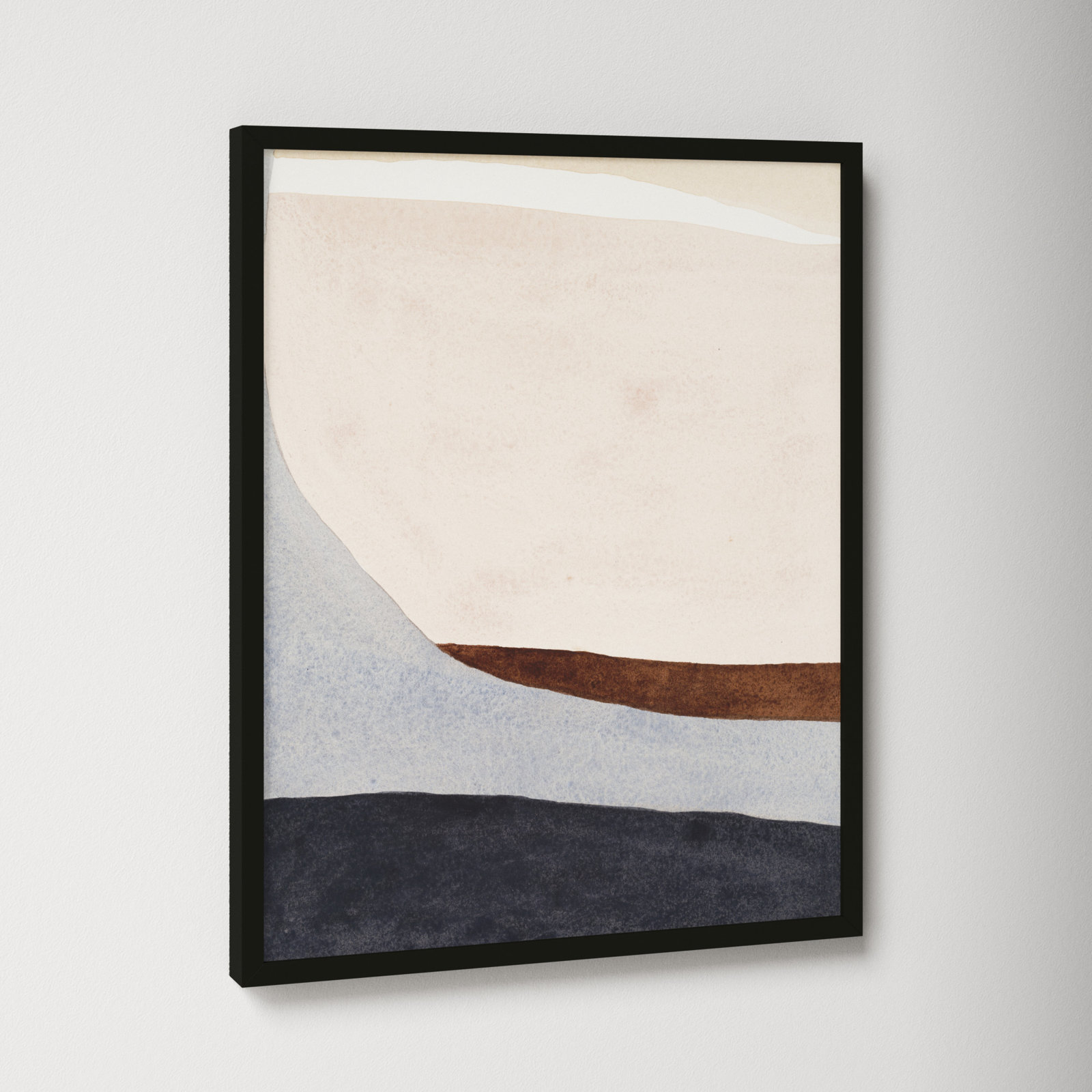 Divided "Divided by Blue 2" Painting, 20" H x 16" W x 1.25" D, Black Framed