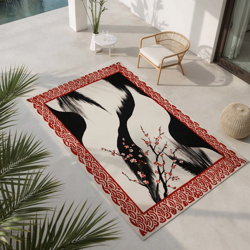 Petal Ribbons Indoor And Outdoor Area Rug, Rectangle 5' x 7'
