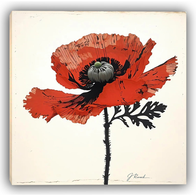 «Crimson Whisper Poppy», art sur toile tendue, H 40 po x l 40 po