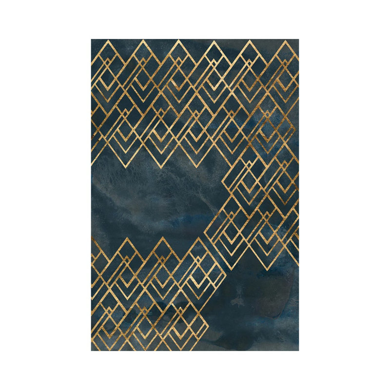 Deco Pattern In Blue IV by June Erica Vess - Wrapped Canvas Print, 66.04 cm H x 45.72 cm W