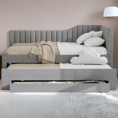 Upholstered Daybed With Trundle And Three Drawers