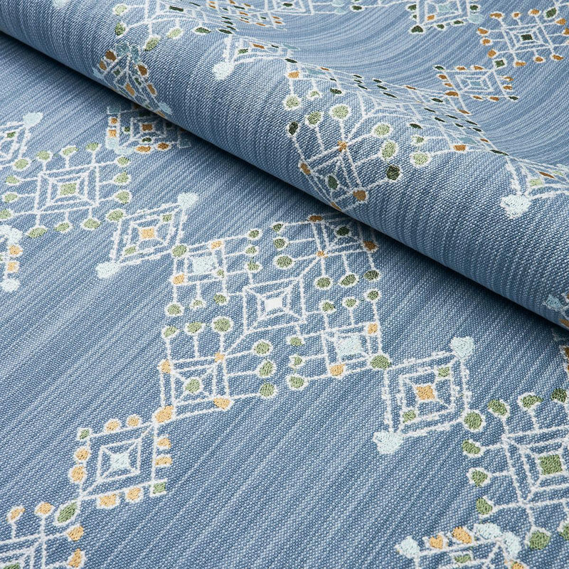Kalindi Embroidery Fabric, Denim