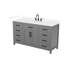 Meuble-lavabo simple 60 po Beckett en gris foncé, comptoir en marbre de culture de Carrare, lavabo carré encastré (3 trous), garniture noir mat-128066719-128066720