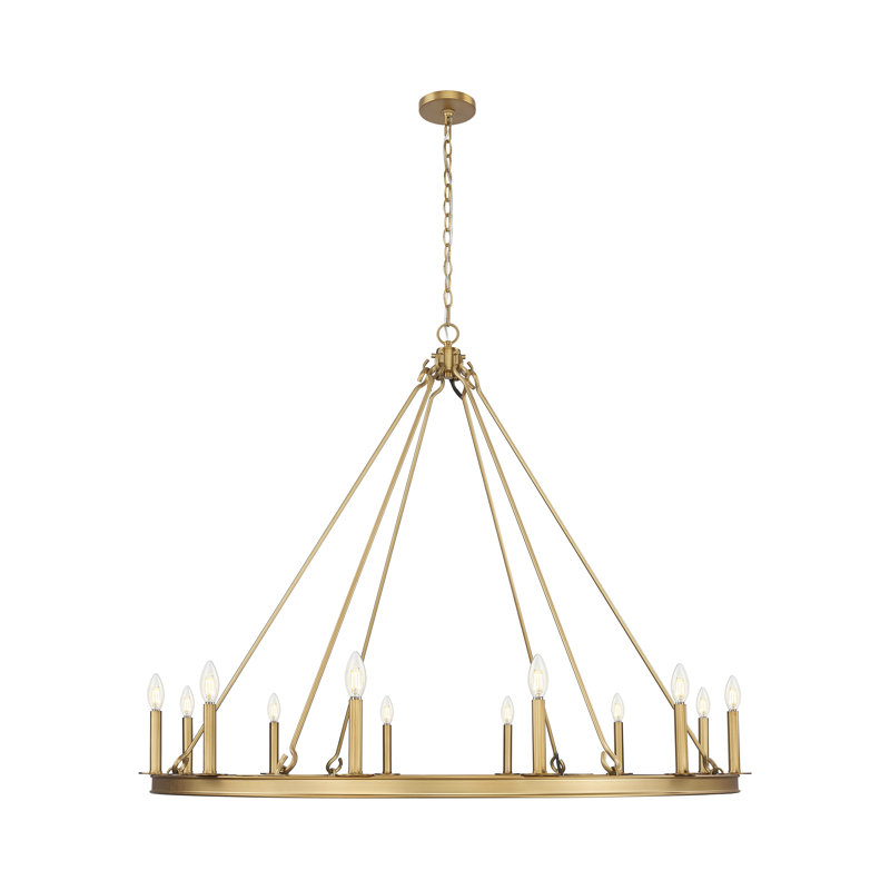 Lustre 12 lumières en laiton frotté Parker