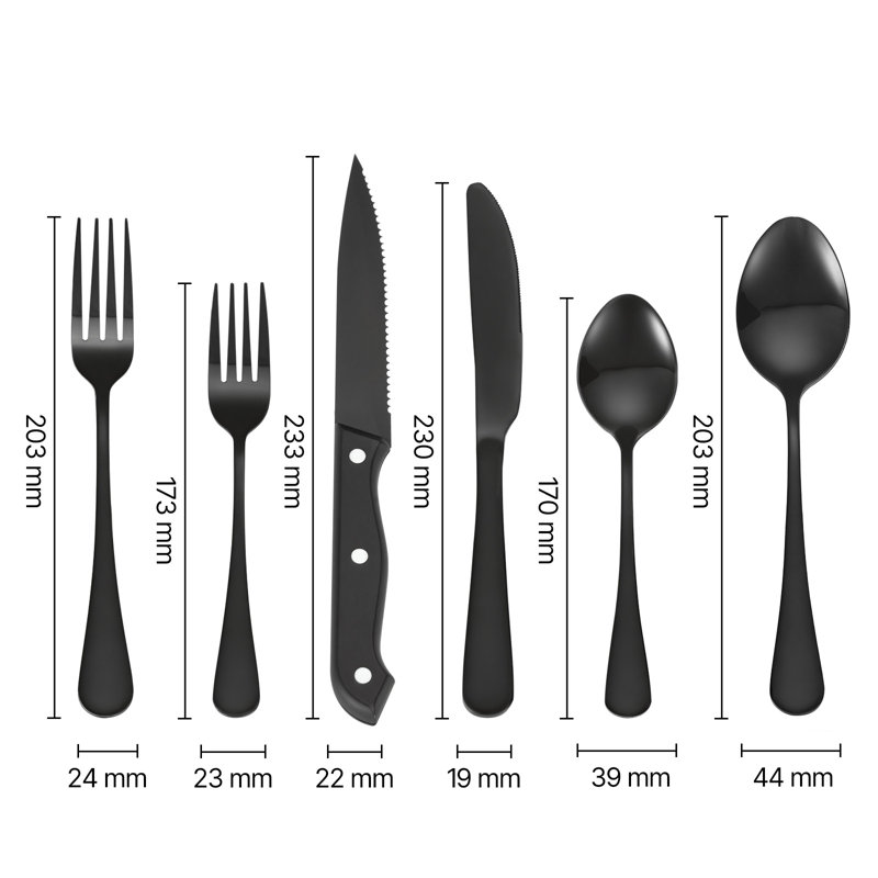 Ensemble de 48 ustensiles de cuisine en acier inoxydable pour 48 couverts