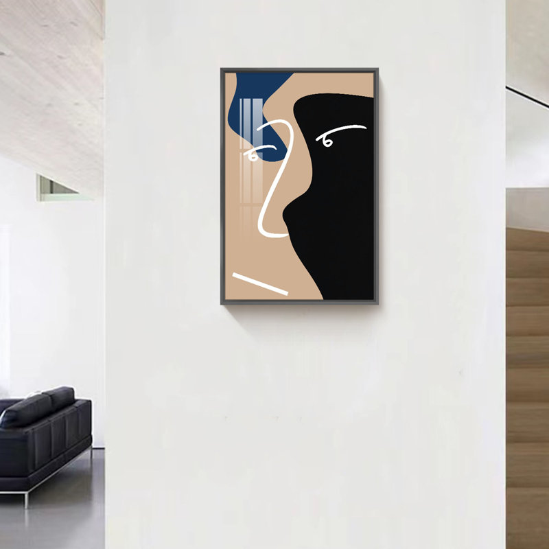 Œuvre d'art abstraite encadrée sur toile, Noir, H 23,75 po x l 15,75 po x P 1,34 po