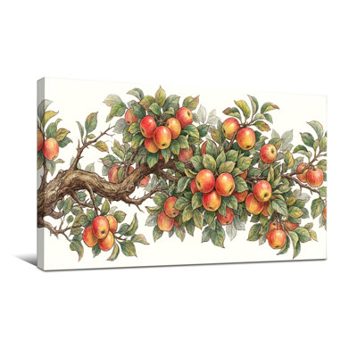 Plants &Flowers Apple Tree Branch With Red Fruits And Green Leaves