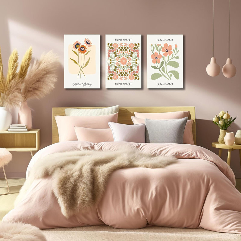 3 pièces d'art mural sur toile Boho
