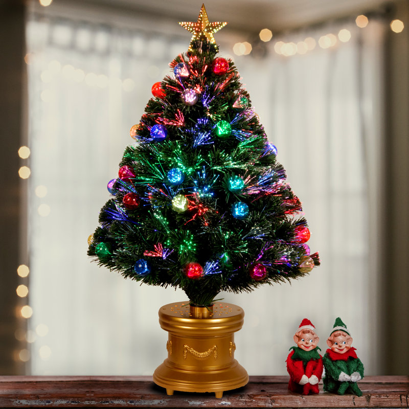 Fiber Optic Fireworks Tree with Ball Ornaments, 4' H