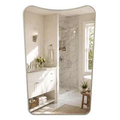 Miroir mural moderne à cadre incurvé, miroir décoratif pour salle de bain