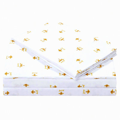 Queen Bee Luxe Bedding Set - Twin Size 3 Piece Sheet Set with Deep Pockets, Wrinkle Resistant & Anti Pilling Technology in Gold Design
