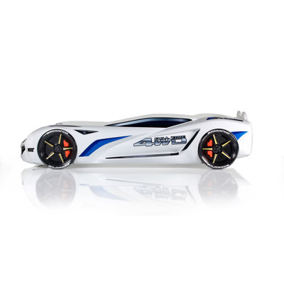 Lit voiture de course avec lumières DEL et effets sonores, lit unique pour enfants, mobilier de chambre à coucher pour enfants