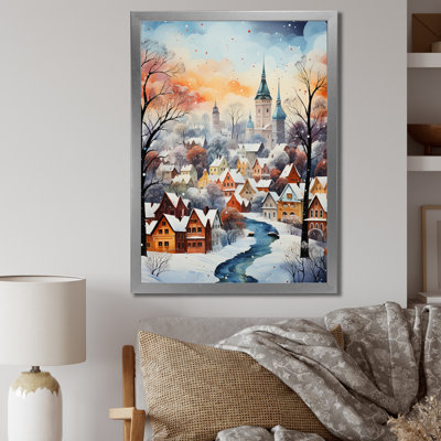 Winter Village In 1950, reproduction d'art sur toile