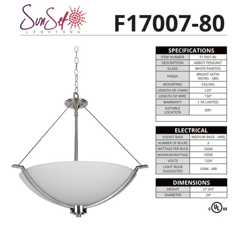 Luminaire bol suspendu à 3 lumières Faxon, Argent