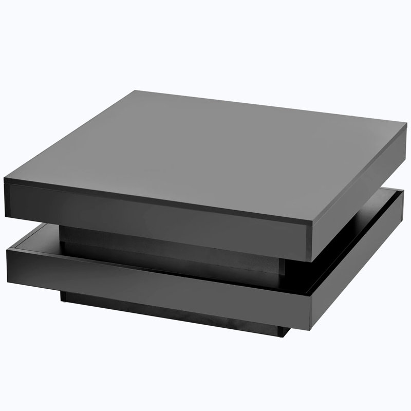 High Gloss Minimalist Design with LED Lights, Black