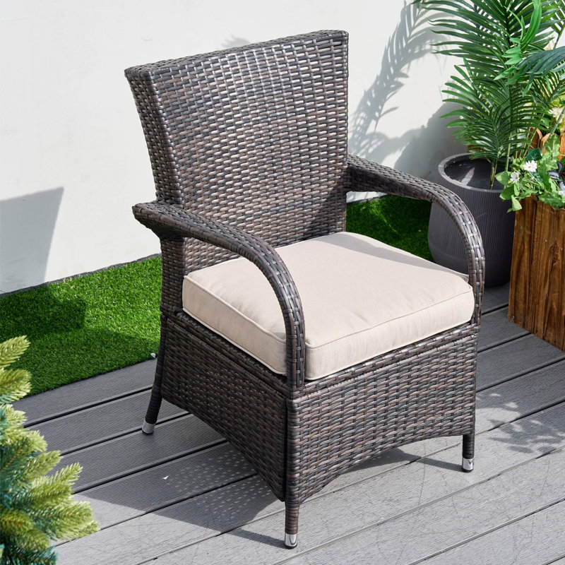 Ensemble de fauteuils d'extérieur en rotin 2 pièces avec coussins - Structure en aluminium résistant à la rouille, chaises de patio en osier résistant aux rayons UV
