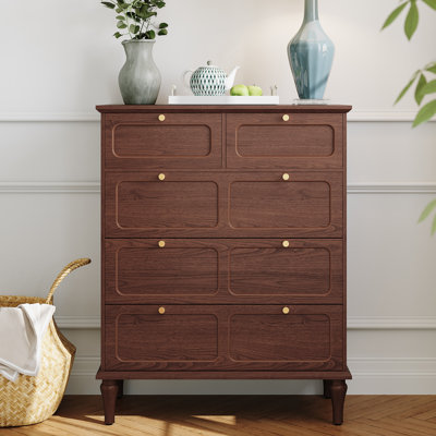 40.4"Mid-century 5-Drawer Tall Chest, Metallic Handles with Anti-Tilt Design by Charlton Home